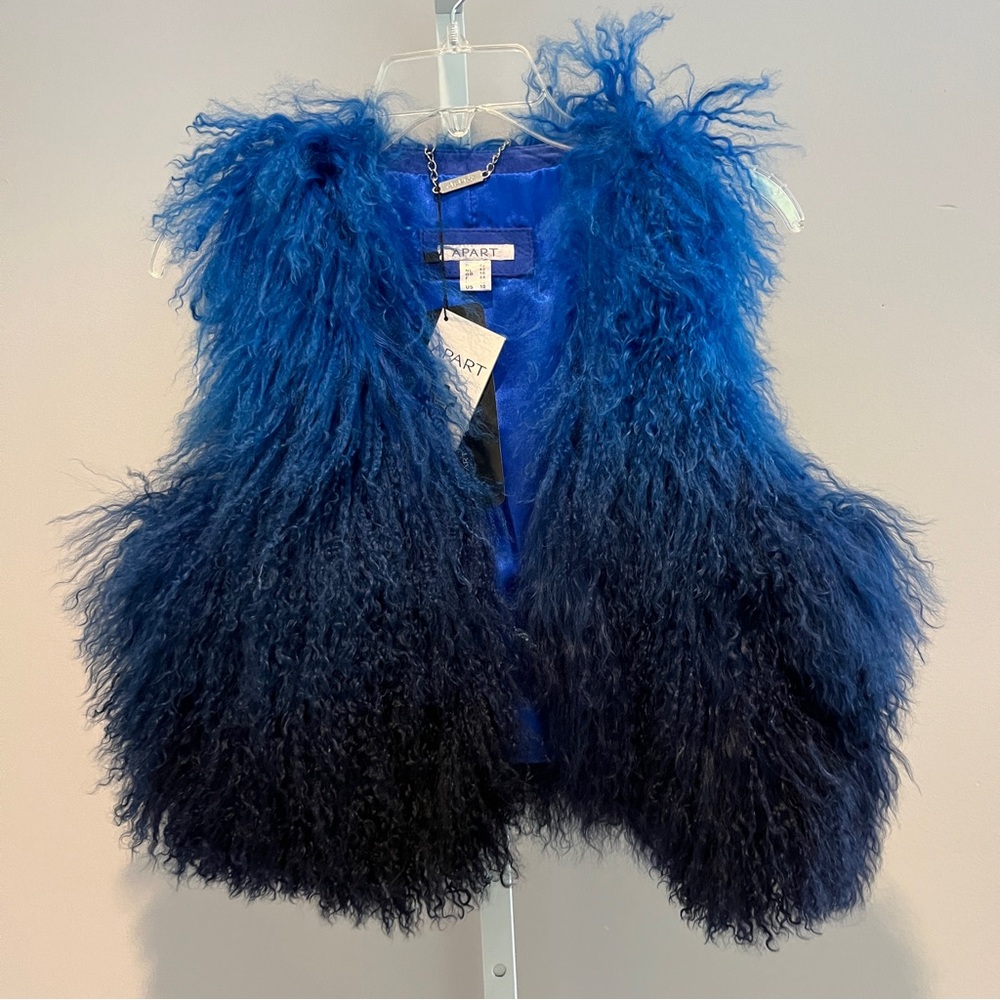 **Apart blue black shag vest size 10 NWT